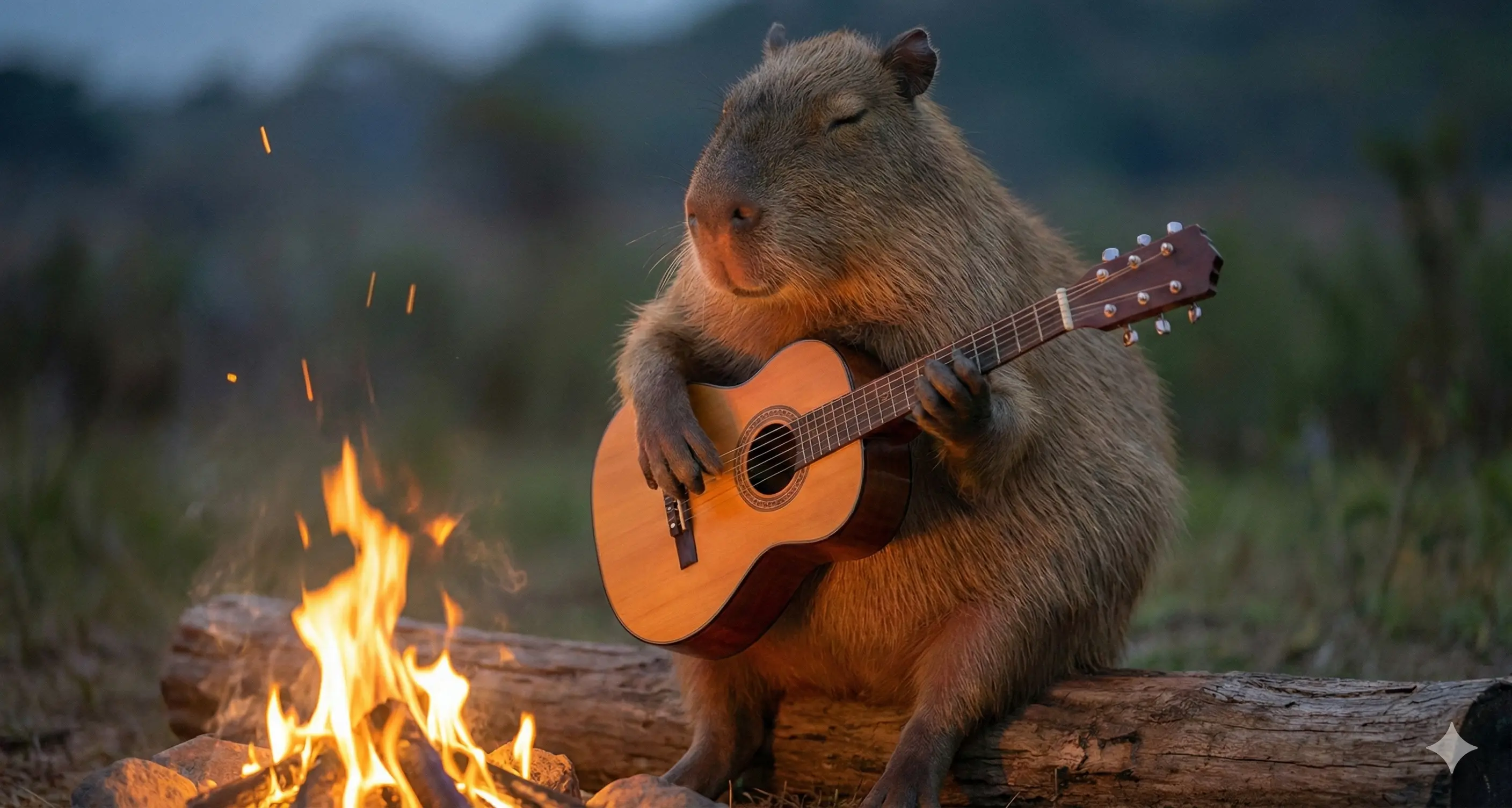 Capybara with orange
